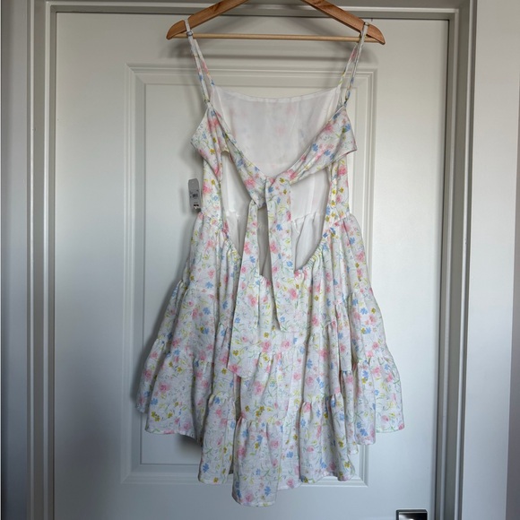 Altar’d State Eliza Floral Mini Dress M White Boho Tie Back Sundress - Picture 6 of 9
